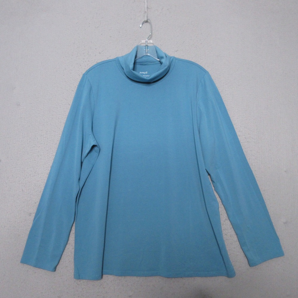 J Jill Pure Jill Relaxed Turtleneck Top Blue Pima Cotton Soft Layer‎ Basics NWT